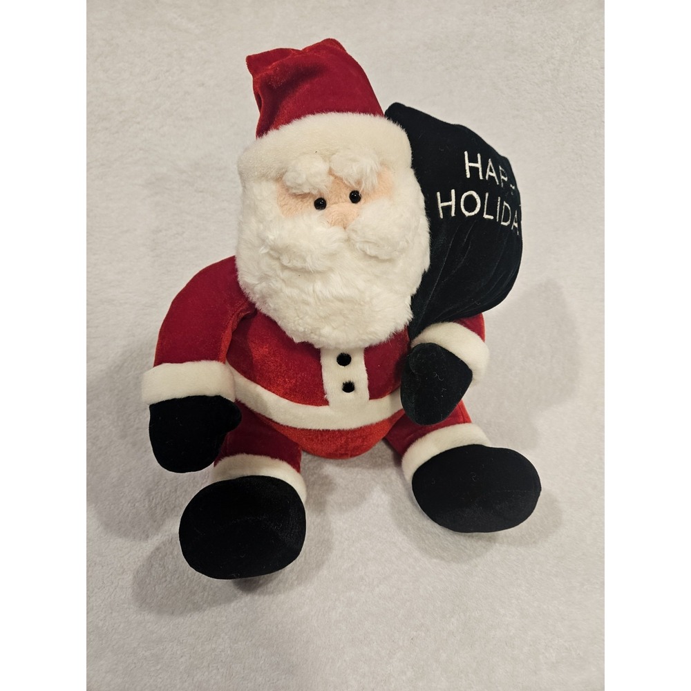 Gund 44463 Santa Claus Christmas Plush Happy Holidays Velvety Red Black